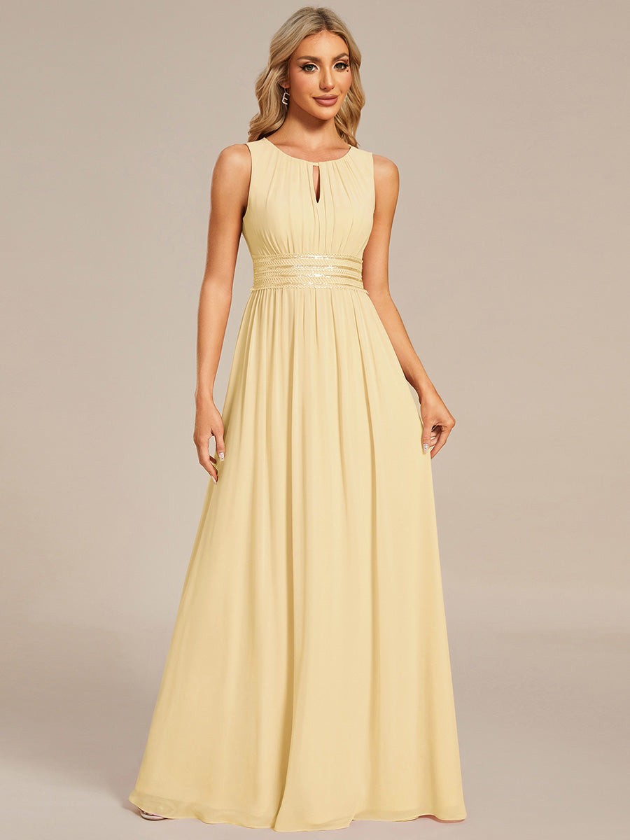 ever KALIA|Simple Sleeveless A-line Chiffon Bridesmaid Dress with Hollow Out Detail