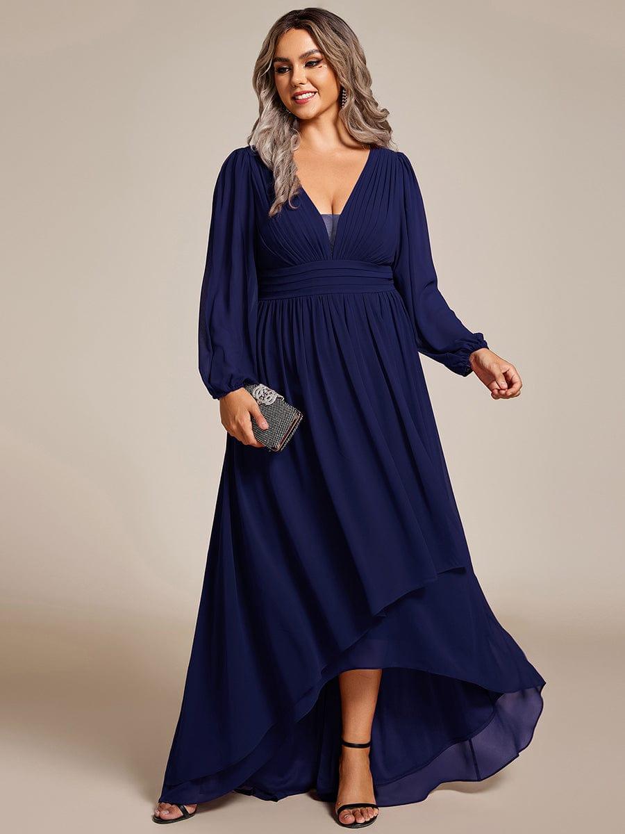 ever GRIFFIN|A-Line Pleated See-Through Long Lantern Midi Chiffon Bridesmaid Dress