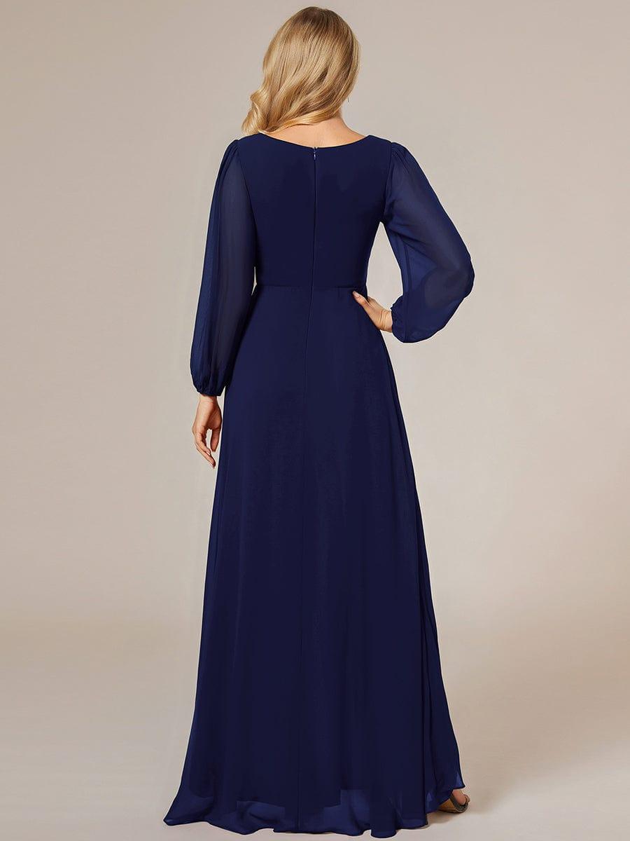 ever GRIFFIN|A-Line Pleated See-Through Long Lantern Midi Chiffon Bridesmaid Dress