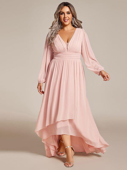 ever GRIFFIN|A-Line Pleated See-Through Long Lantern Midi Chiffon Bridesmaid Dress