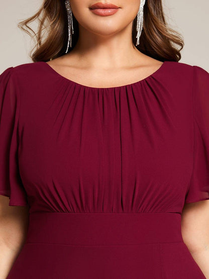 ever GIGI|Elegant Round Neckline Short Sleeve A-Line Chiffon Bridesmaid Dress