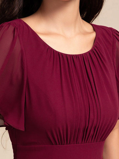 ever GIGI|Elegant Round Neckline Short Sleeve A-Line Chiffon Bridesmaid Dress