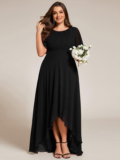 ever GIGI|Elegant Round Neckline Short Sleeve A-Line Chiffon Bridesmaid Dress