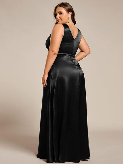 ever INDY|V-neck Empire Waist Satin Maxi Bridesmaid Dress with Pockets