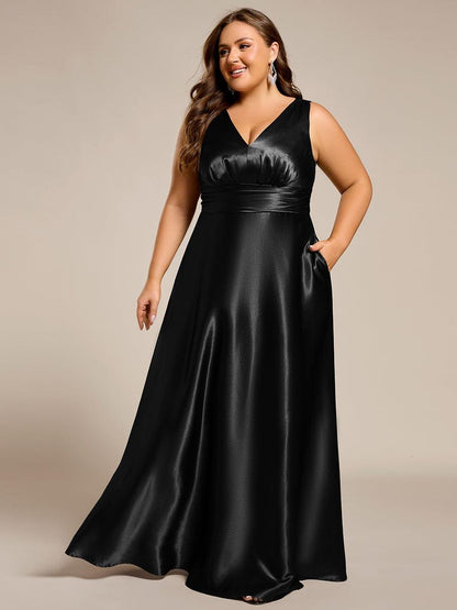 ever INDY|Satin Maxi Wedding Guest Dress with Pockets