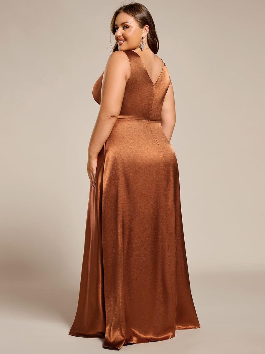 ever INDY|V-neck Empire Waist Satin Maxi Bridesmaid Dress with Pockets