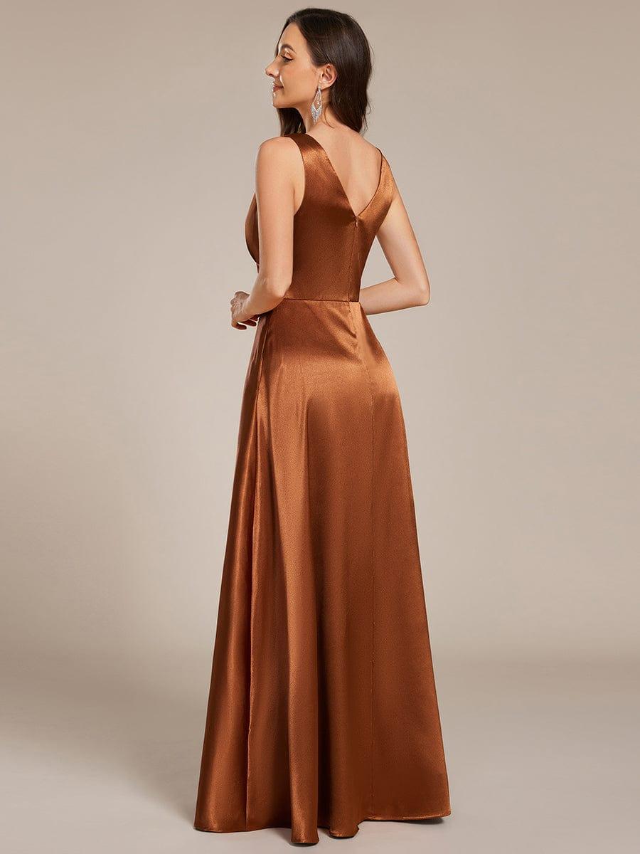 ever INDY|Double V-neck Satin Maxi Formal Dress with Pockets