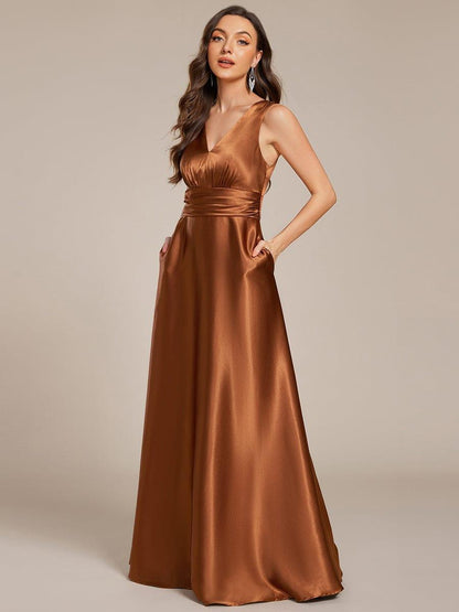 ever INDY|Satin Maxi Wedding Guest Dress with Pockets