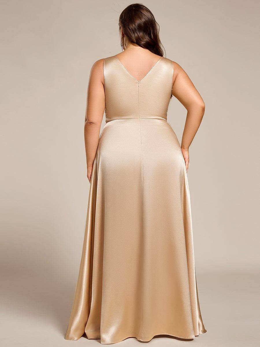 ever INDY|V-neck Empire Waist Satin Maxi Bridesmaid Dress with Pockets