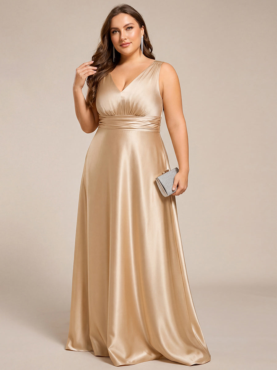 pretty INDY|Plus Size Satin Maxi Formal Dress with Pockets