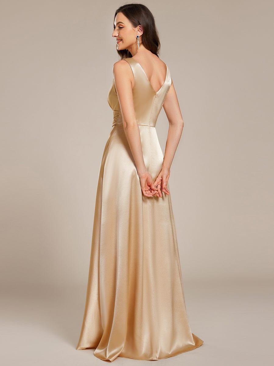 ever INDY|Double V-neck Satin Maxi Formal Dress with Pockets