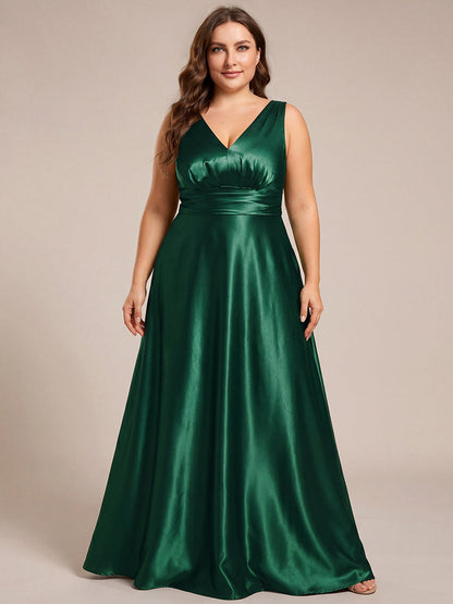 pretty INDY|Plus Size Satin Maxi Formal Dress with Pockets