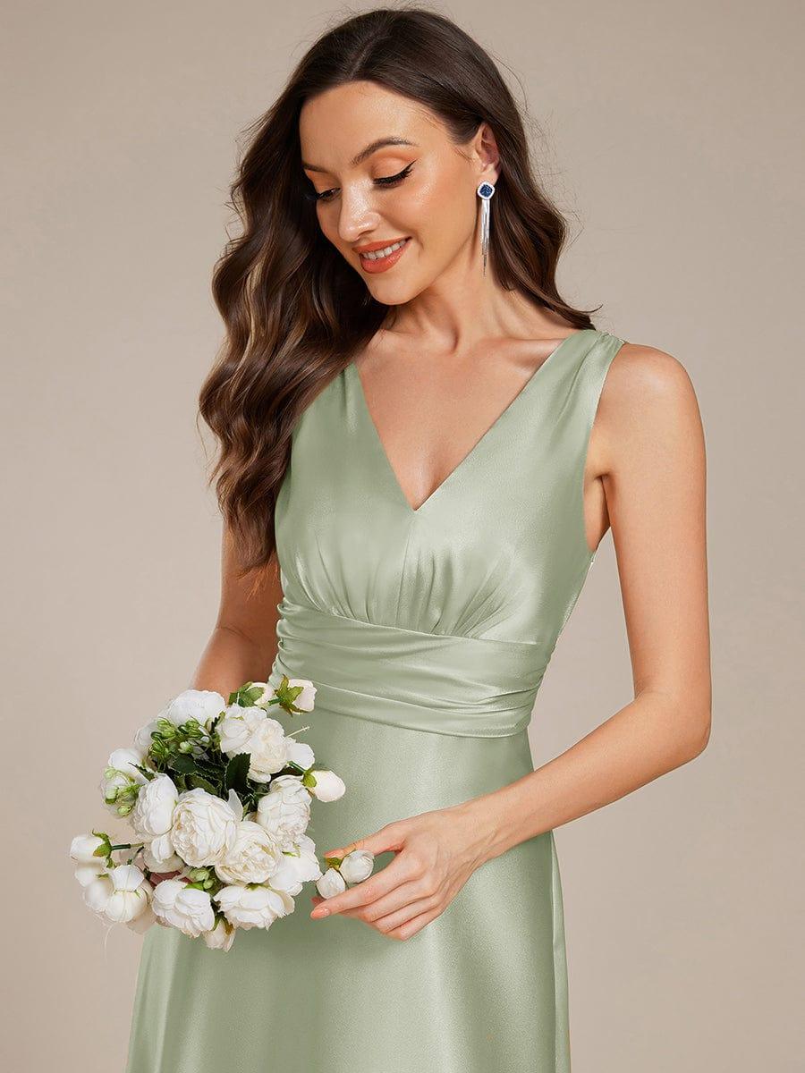 ever INDY|Double V-neck Satin Maxi Formal Dress with Pockets