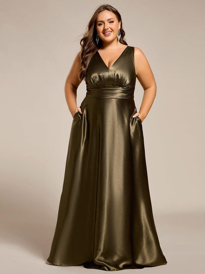 ever INDY|Satin Maxi Wedding Guest Dress with Pockets