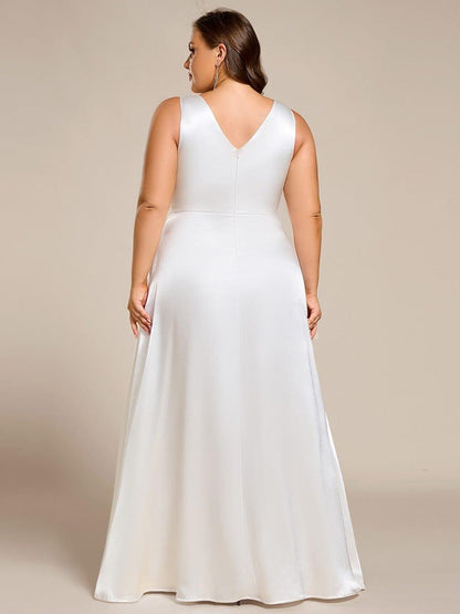 ever INDY|Double V-neck Satin Maxi Formal Dress with Pockets