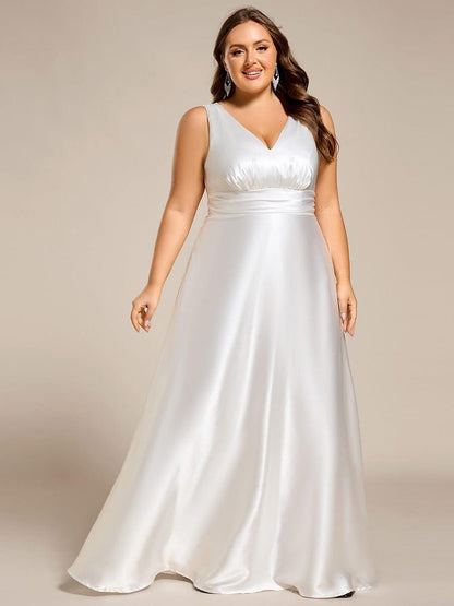 ever INDY|Double V-neck Satin Maxi Formal Dress with Pockets