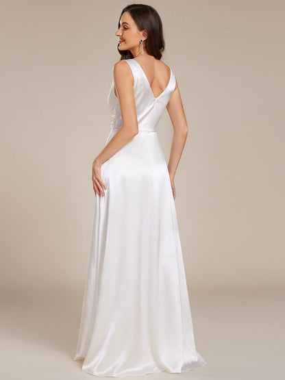 ever INDY|Double V-neck Satin Maxi Formal Dress with Pockets
