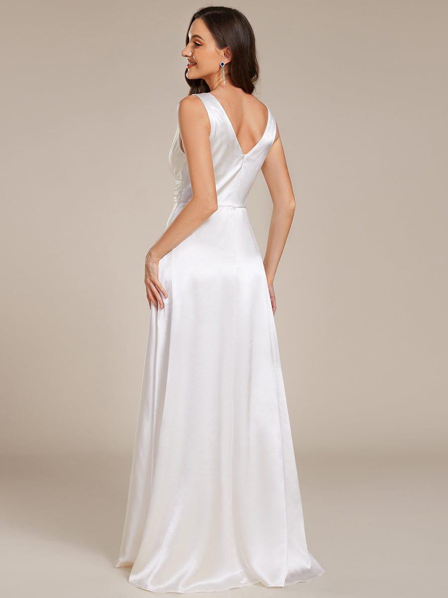 ever INDY|V-neck Empire Waist Satin Maxi Bridesmaid Dress with Pockets