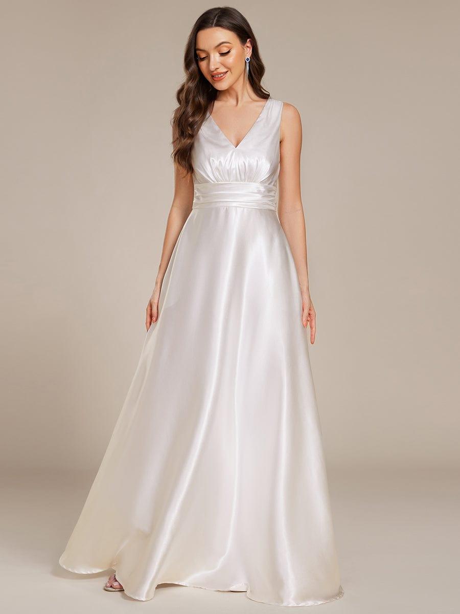 ever INDY|Double V-neck Satin Maxi Formal Dress with Pockets