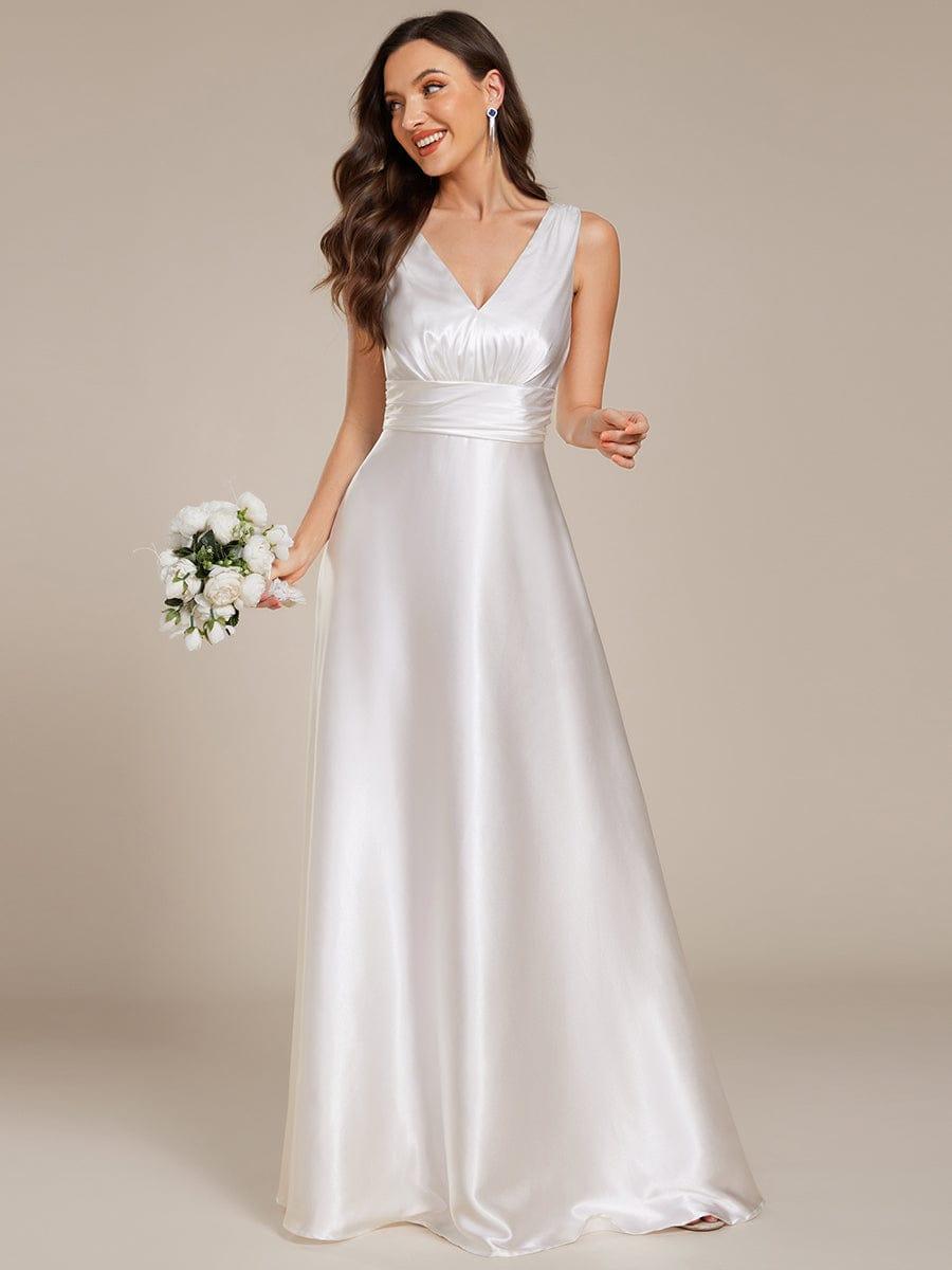 ever INDY|Double V-neck Satin Maxi Formal Dress with Pockets