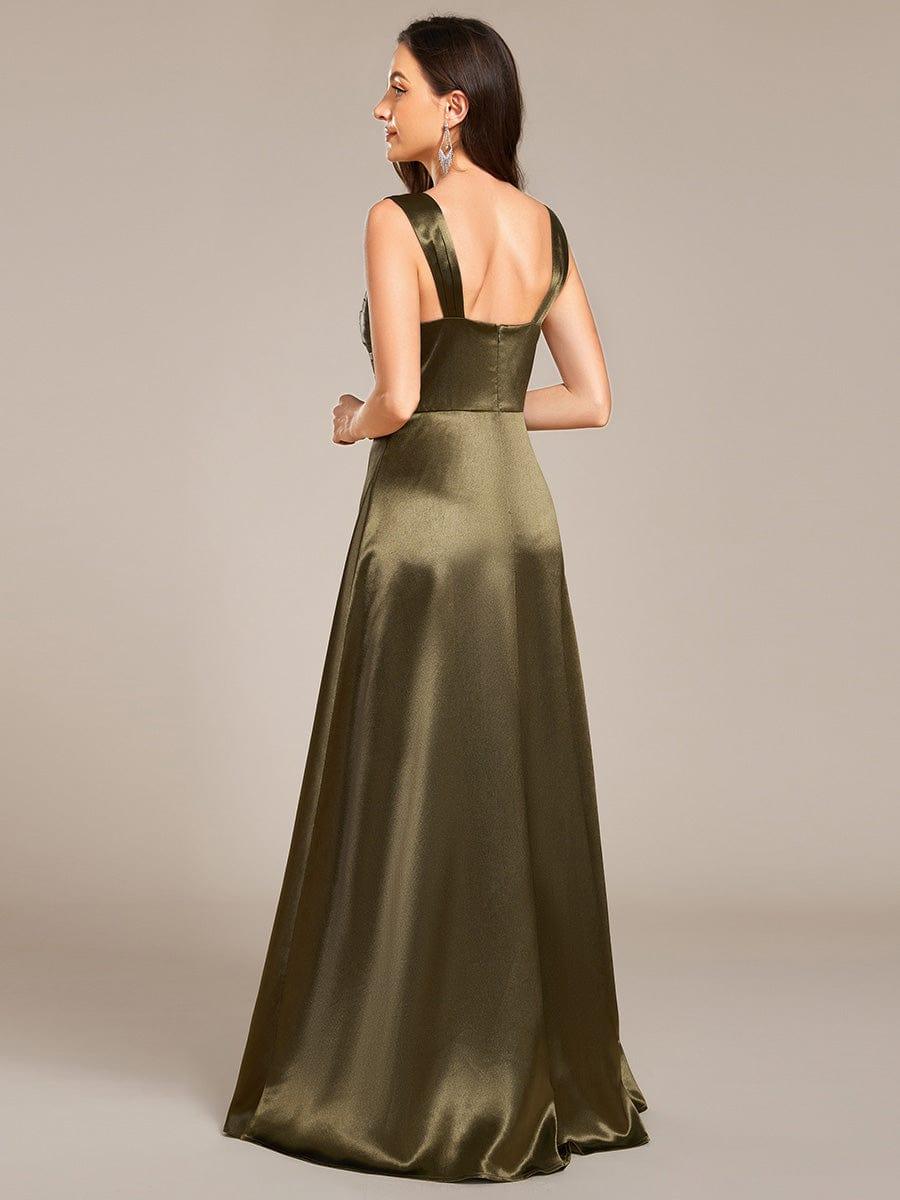 ever NOVALEE|Square Neck Satin Maxi Bridesmaid Dress with Front Slit