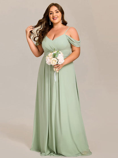 ever LIANNE|Spaghetti Strap V-Neck Pleated A-Line Bridesmaid Dress