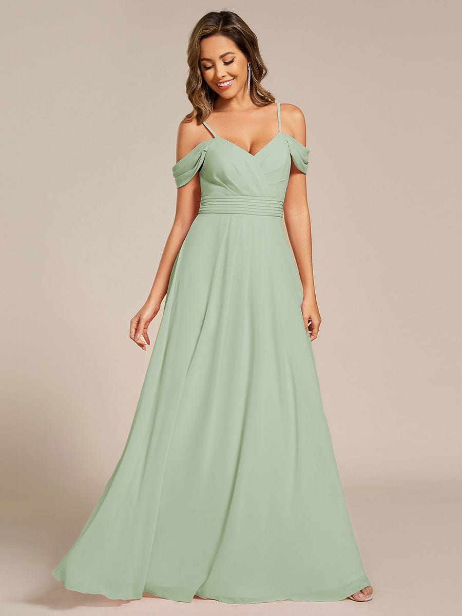 ever LIANNE|Spaghetti Strap V-Neck Pleated A-Line Bridesmaid Dress