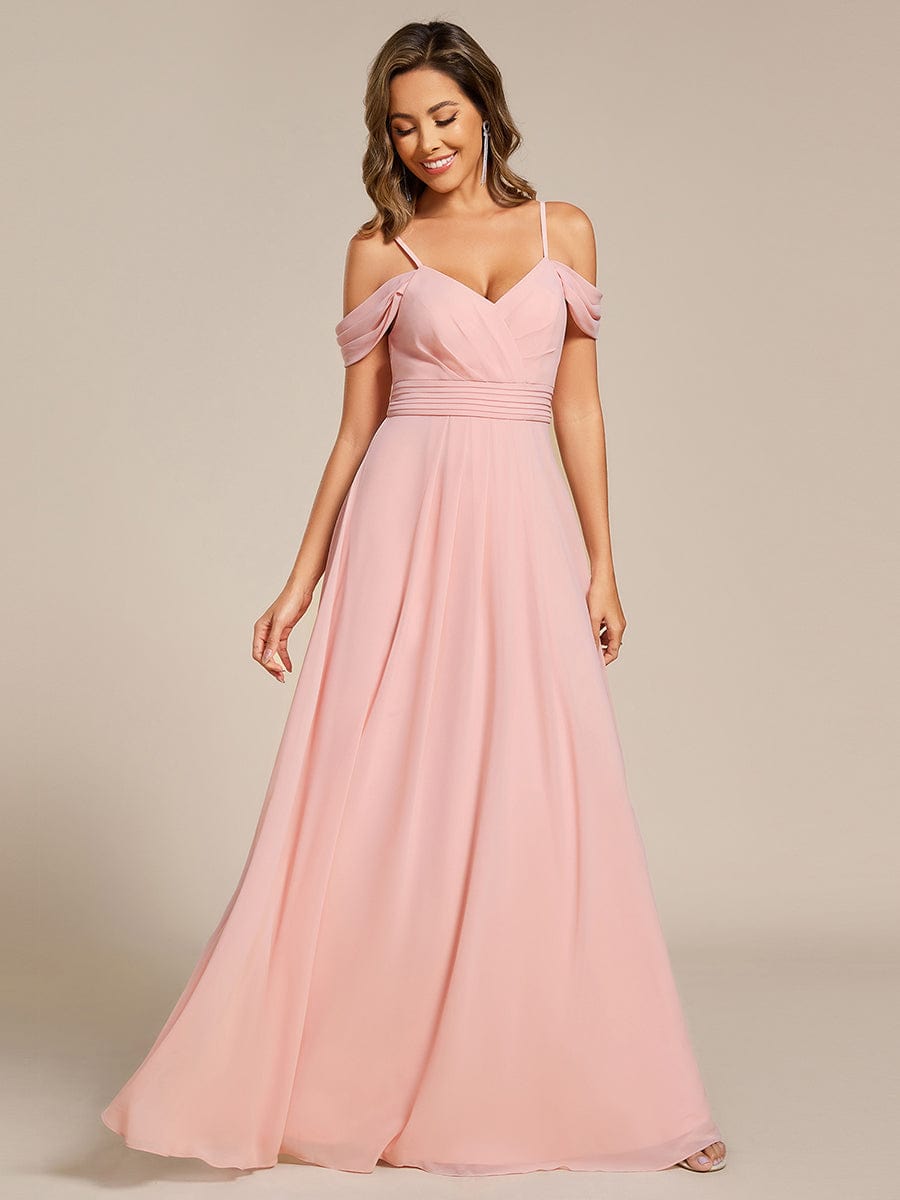 ever LIANNE|Spaghetti Strap V-Neck Pleated A-Line Bridesmaid Dress