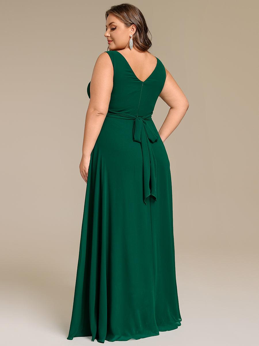 ever SAUYER|Strapless Pleated V-Neck A-Line Maxi Chiffon Bridesmaid Dress