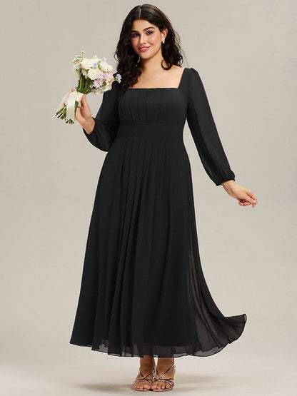 ever LYDIA|See-through Chiffon Lantern Sleeve Bridesmaid Dress