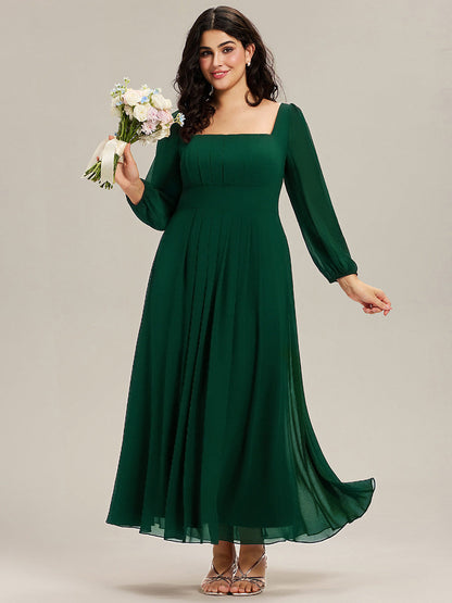 ever LYDIA|See-through Chiffon Lantern Sleeve Bridesmaid Dress