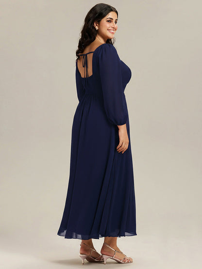 ever LYDIA|See-through Chiffon Lantern Sleeve Bridesmaid Dress