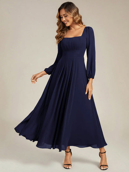 ever LYDIA|See-through Chiffon Lantern Sleeve Bridesmaid Dress