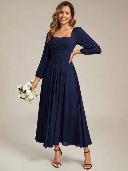 ever LYDIA|See-through Chiffon Lantern Sleeve Bridesmaid Dress