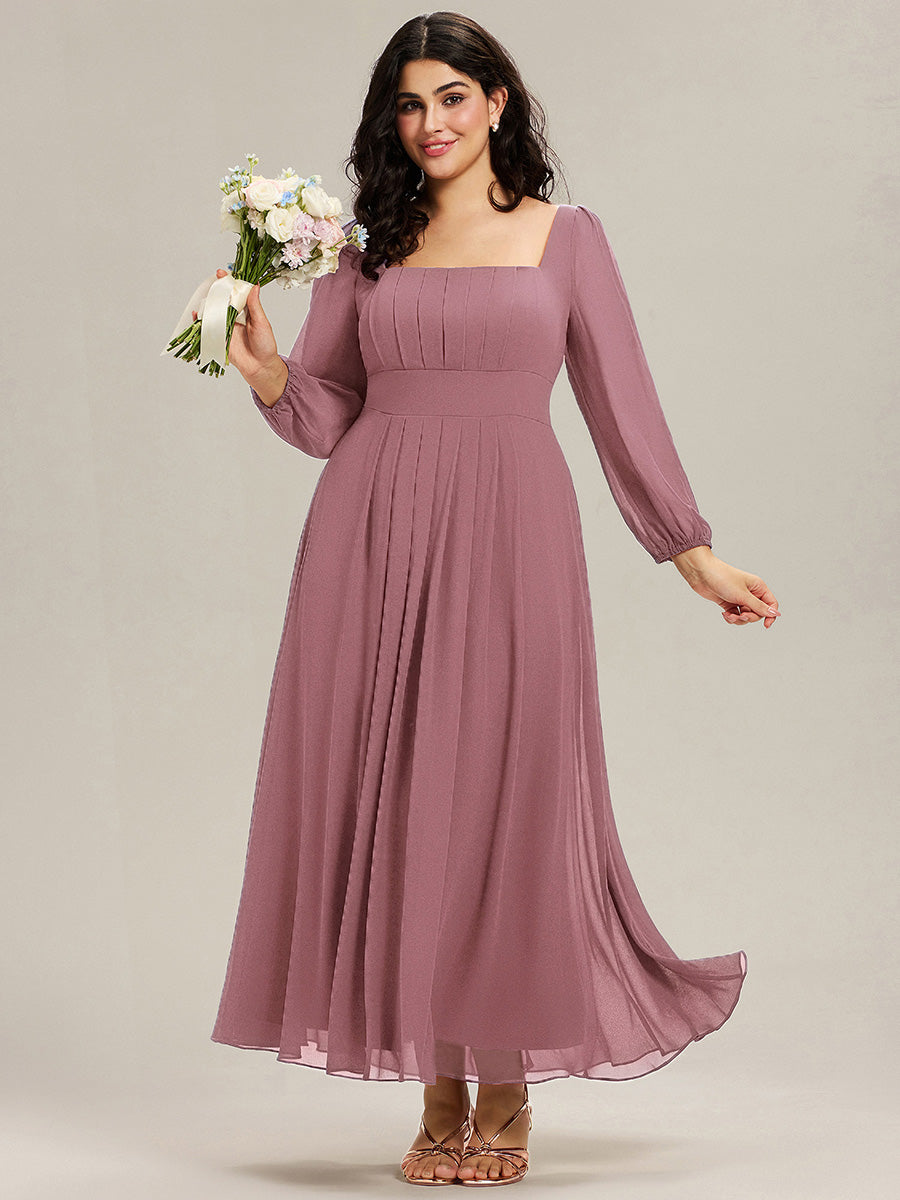 ever LYDIA|See-through Chiffon Lantern Sleeve Bridesmaid Dress