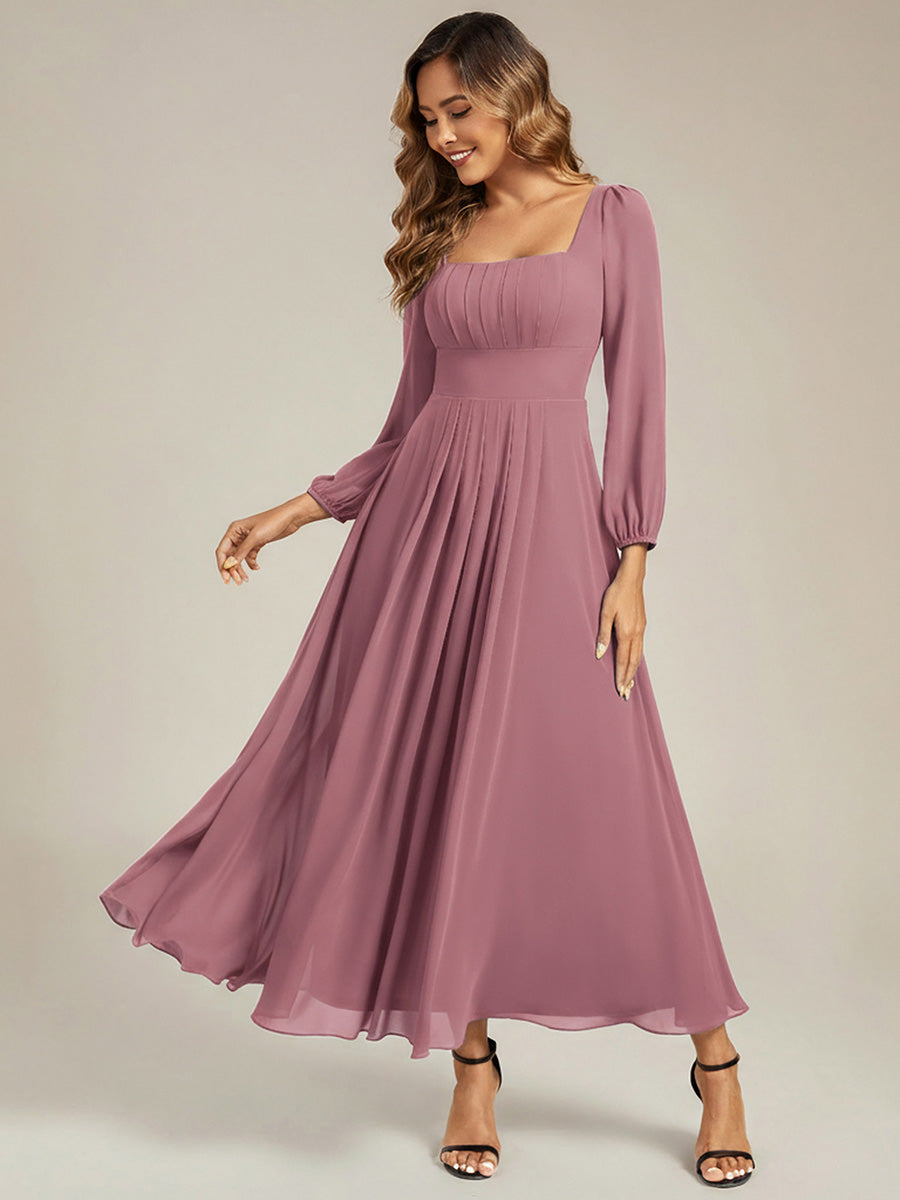 ever LYDIA|See-through Chiffon Lantern Sleeve Bridesmaid Dress