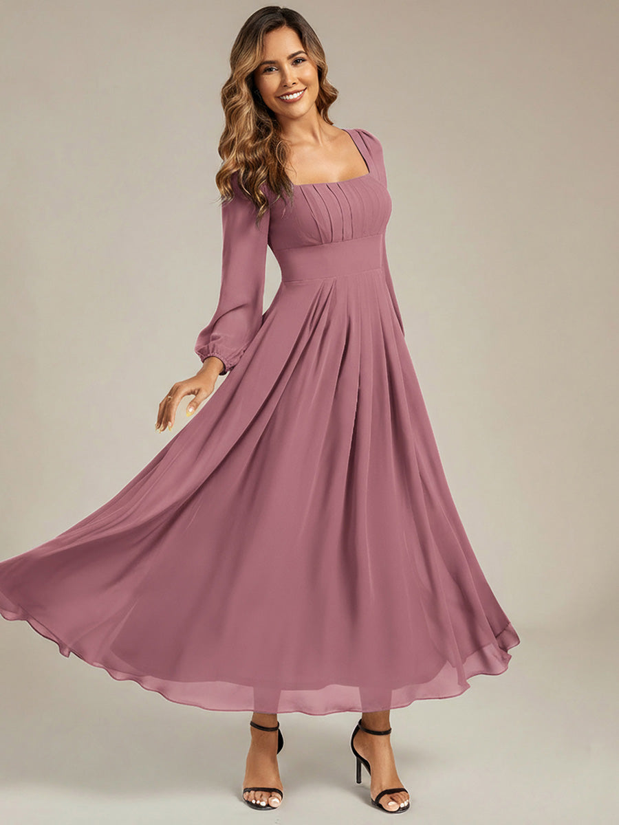 ever LYDIA|See-through Chiffon Lantern Sleeve Bridesmaid Dress