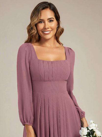 ever LYDIA|See-through Chiffon Lantern Sleeve Bridesmaid Dress