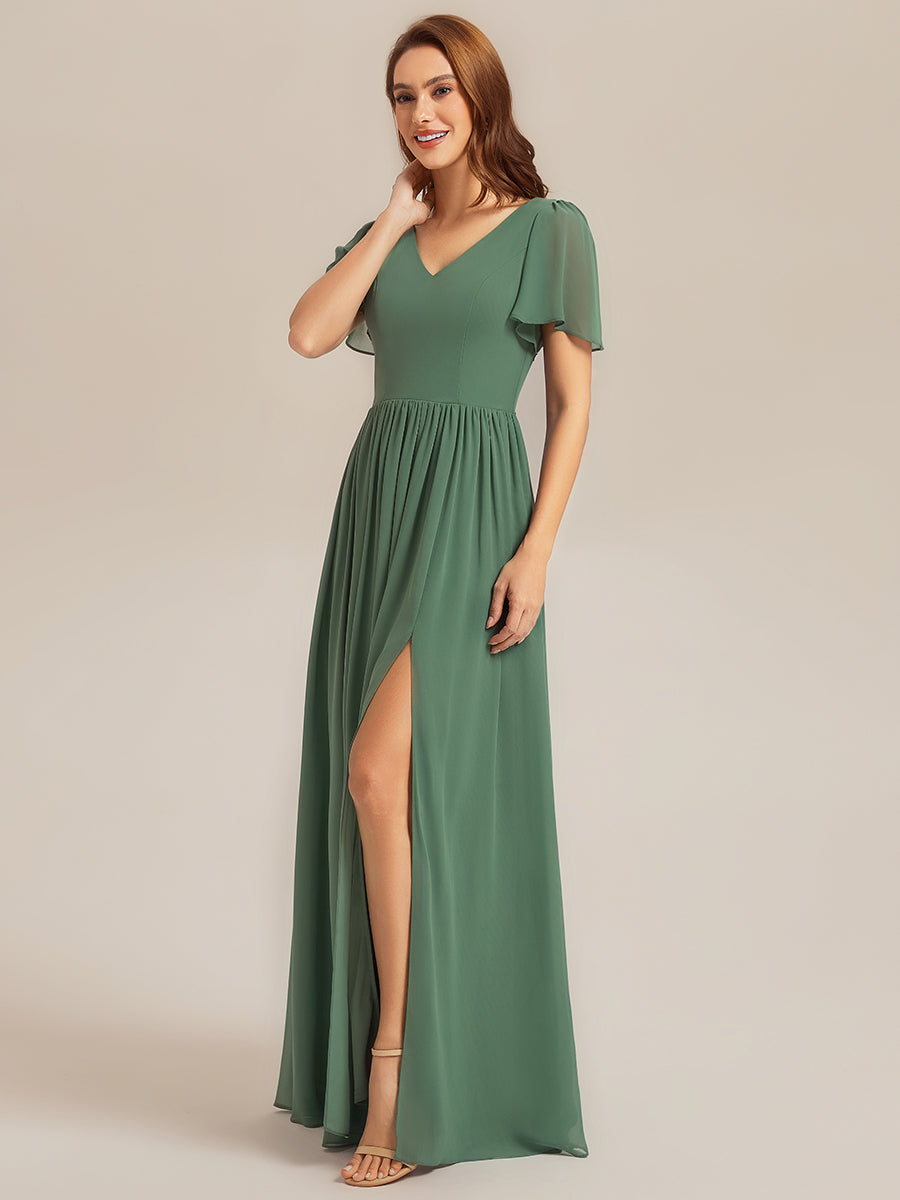ever AMIRA|Tie-Up Chiffon Ruffle Sleeve Bridesmaid Dress