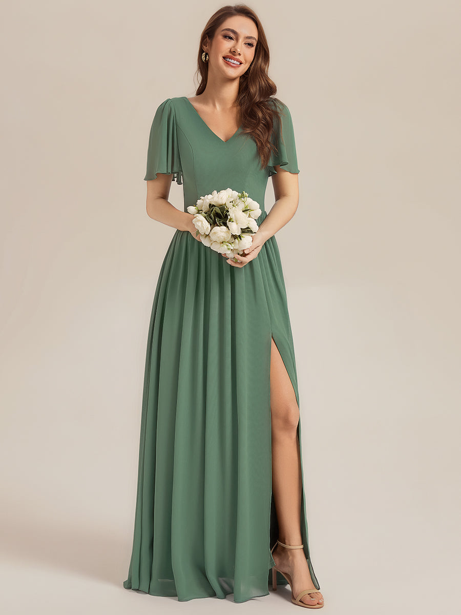 ever AMIRA|Tie-Up Chiffon Ruffle Sleeve Bridesmaid Dress