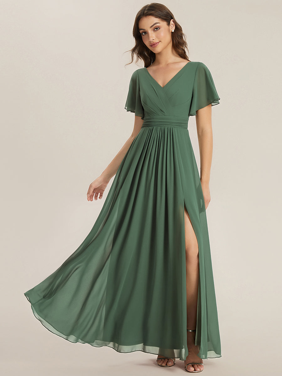 ever JESSLYN|Chiffon Ruffle Sleeve Back Embroidered Bridesmaid Dress