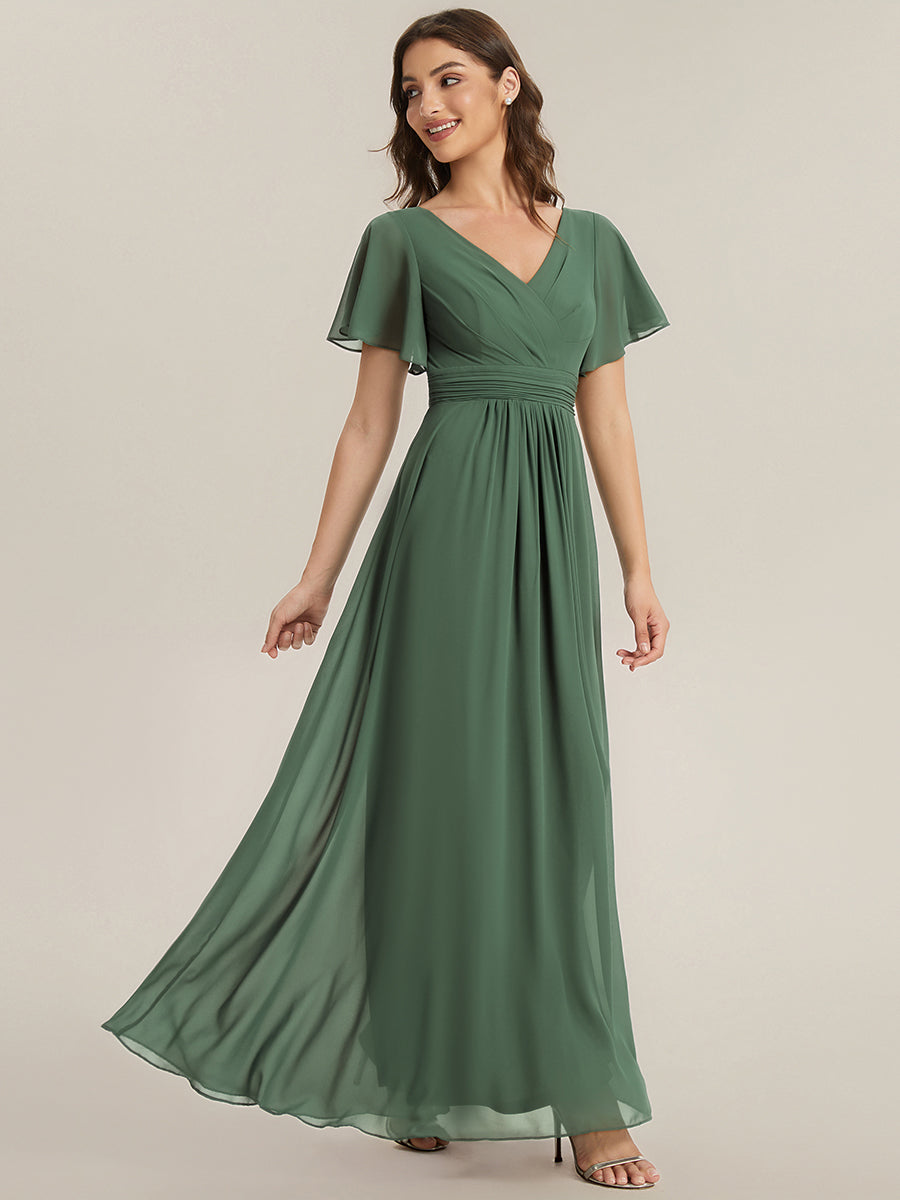 ever JESSLYN|Chiffon Ruffle Sleeve Back Embroidered Bridesmaid Dress