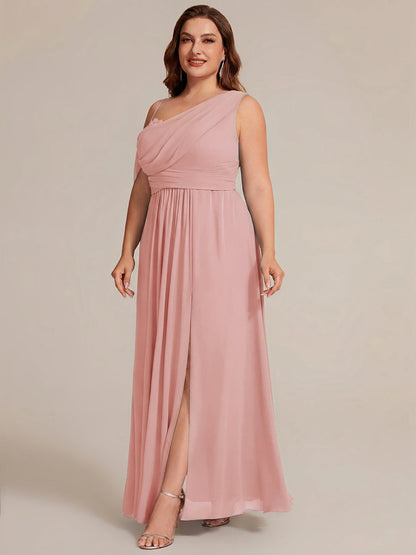 ever ERIKA|Thigh-High Slit Chiffon Dropped shoulders Bridesmaid Dress