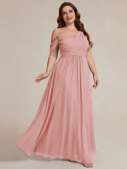ever ERIKA|Thigh-High Slit Chiffon Dropped shoulders Bridesmaid Dress