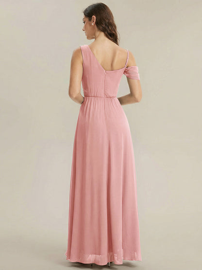 ever ERIKA|Thigh-High Slit Chiffon Dropped shoulders Bridesmaid Dress