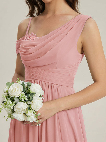 ever ERIKA|Thigh-High Slit Chiffon Dropped shoulders Bridesmaid Dress