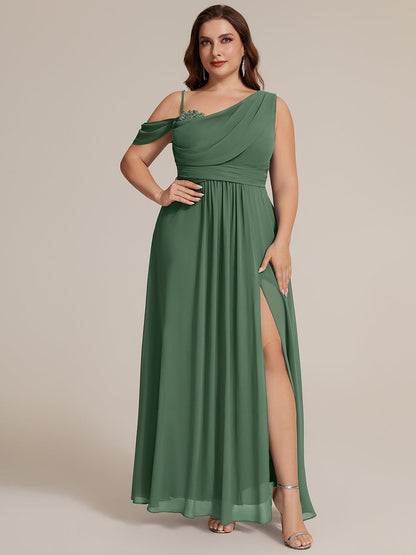 ever ERIKA|Thigh-High Slit Chiffon Dropped shoulders Bridesmaid Dress