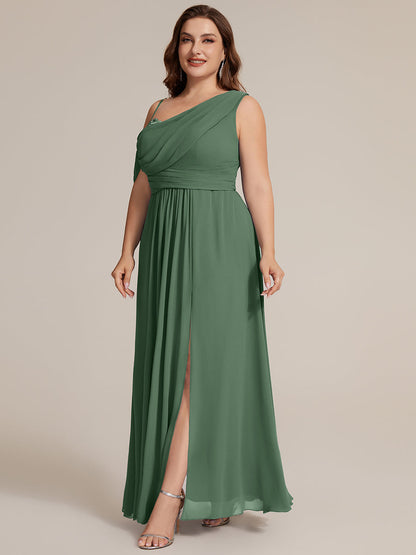 ever ERIKA|Thigh-High Slit Chiffon Dropped shoulders Bridesmaid Dress