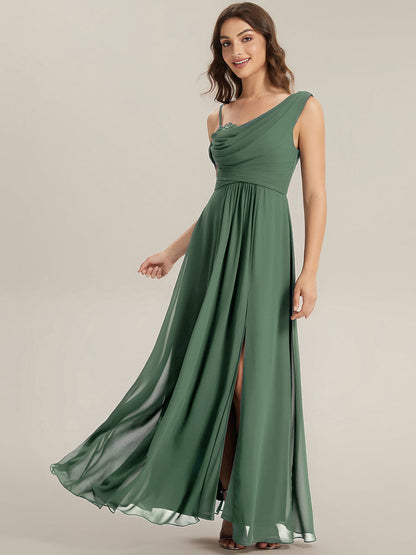 ever ERIKA|Thigh-High Slit Chiffon Dropped shoulders Bridesmaid Dress