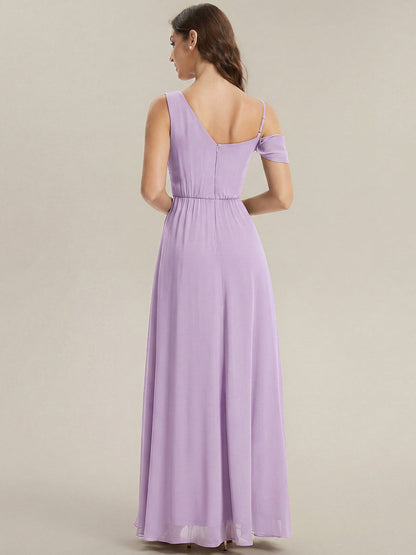 ever ERIKA|Thigh-High Slit Chiffon Dropped shoulders Bridesmaid Dress